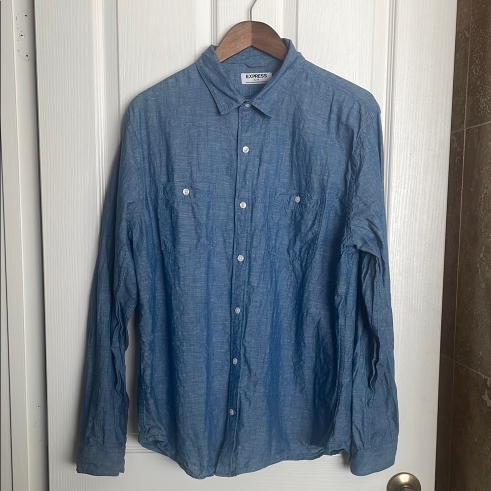 Express - Cotton/Linen Blue Denim looking Shirt